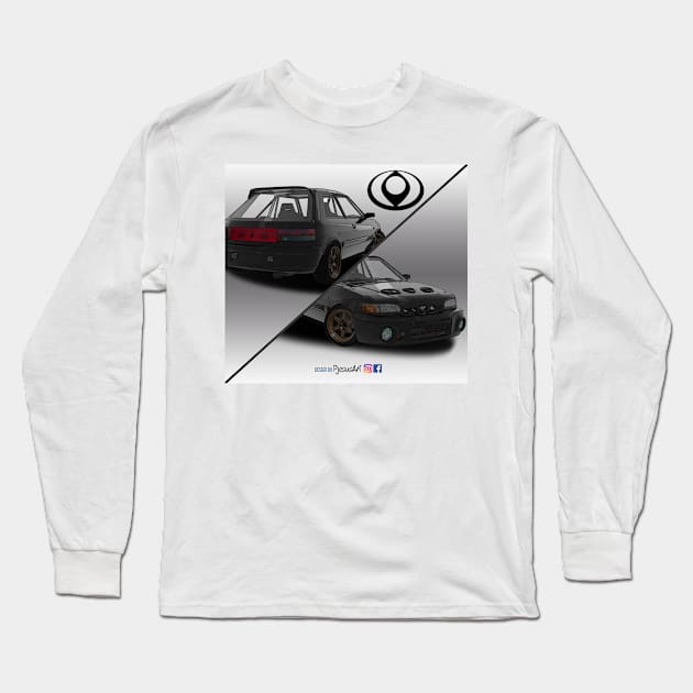 Mazda 323 Black 2 Long Sleeve T-Shirt by PjesusArt